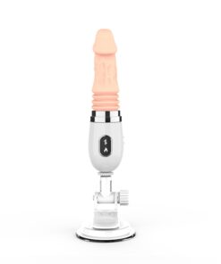 White Telescopic Swing Stick Dildo With Base